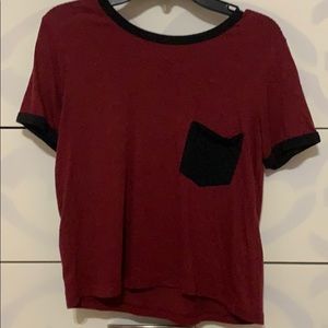 Maroon/black top
